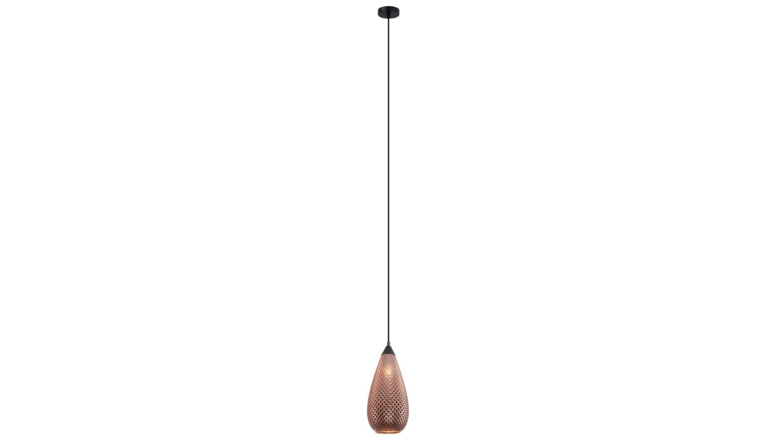 Rictus Bohemian Glass with Quadrilateral Segments Tear Drop Shape Pendant Light - Copper