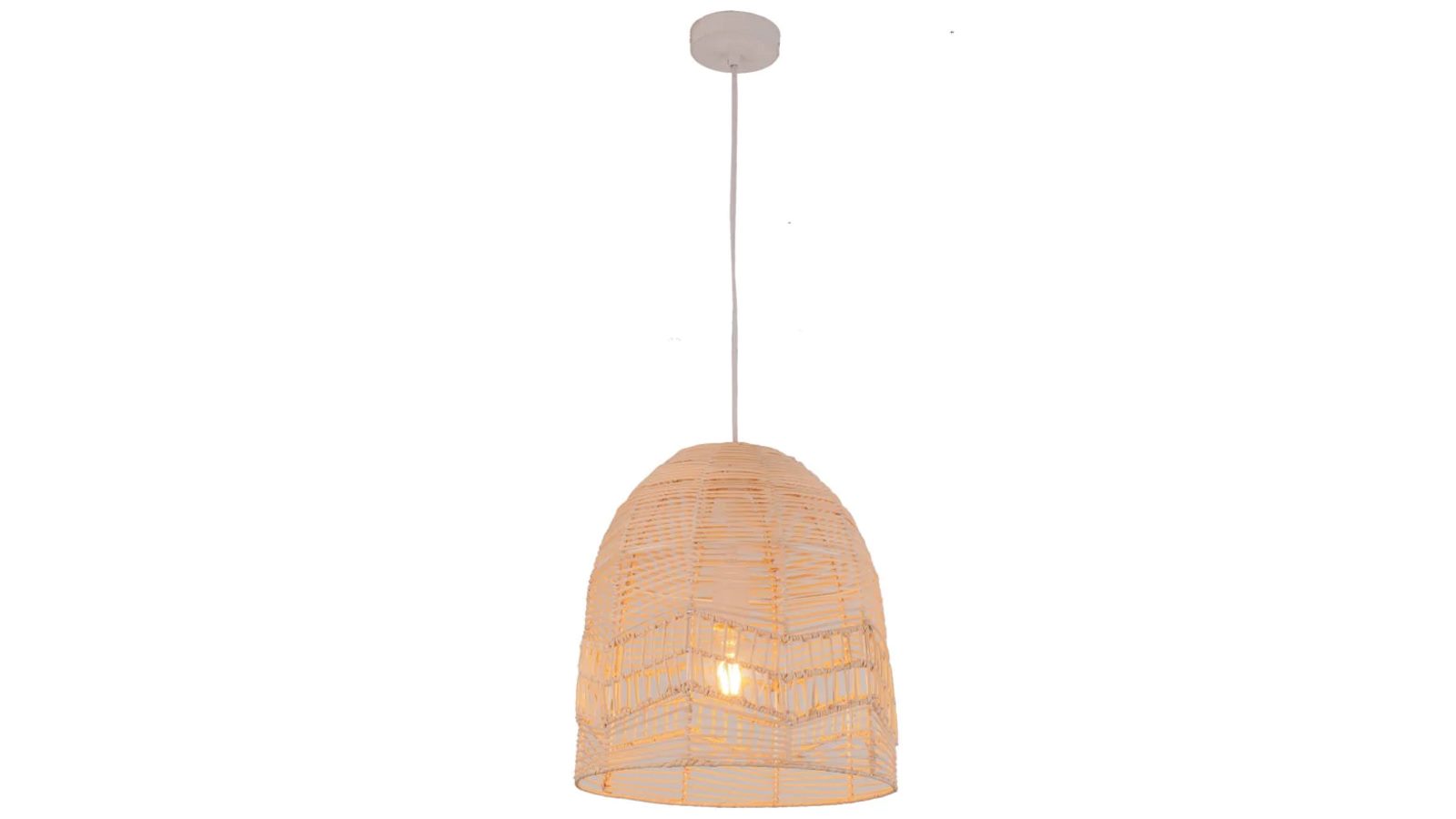 Rota Bohemian Natural Rattan Ellipse White Interior Pendant Light