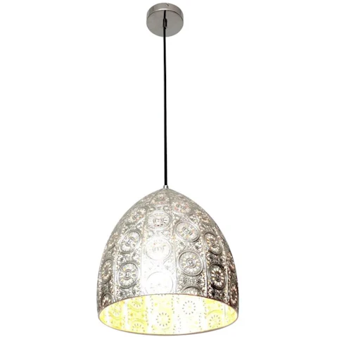 SARI Bohemian Embossed Ellipse Chrome Steel Interior Pendant Light