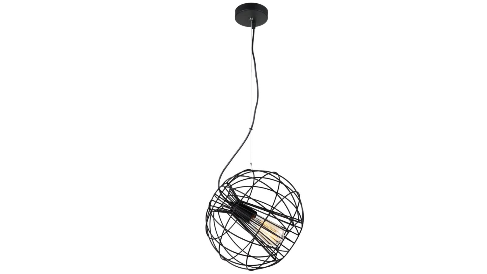 Sentinel Modern Minimalist Round Cage Pendant Light - Matte Black