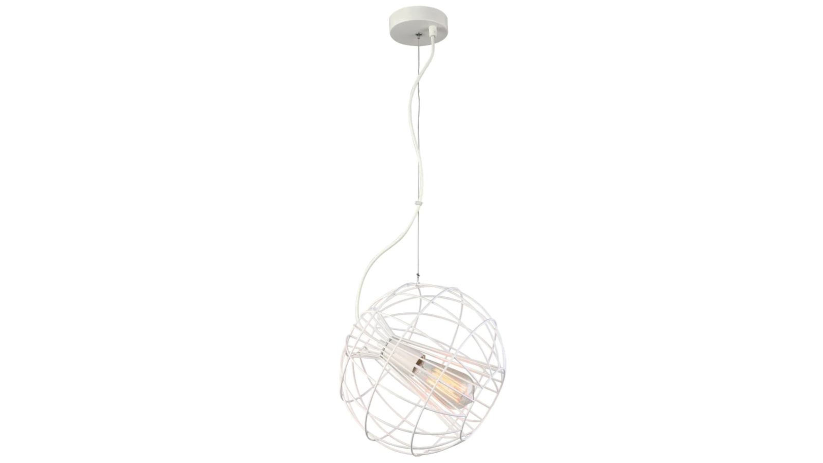Sentinel Modern Minimalist Round Cage Pendant Light - Matte White