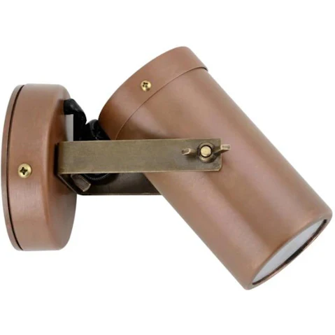 IP54 Single Adjustable Brass Bracket Anti-Glare GU10 Exterior Spot Light - Aged Copper