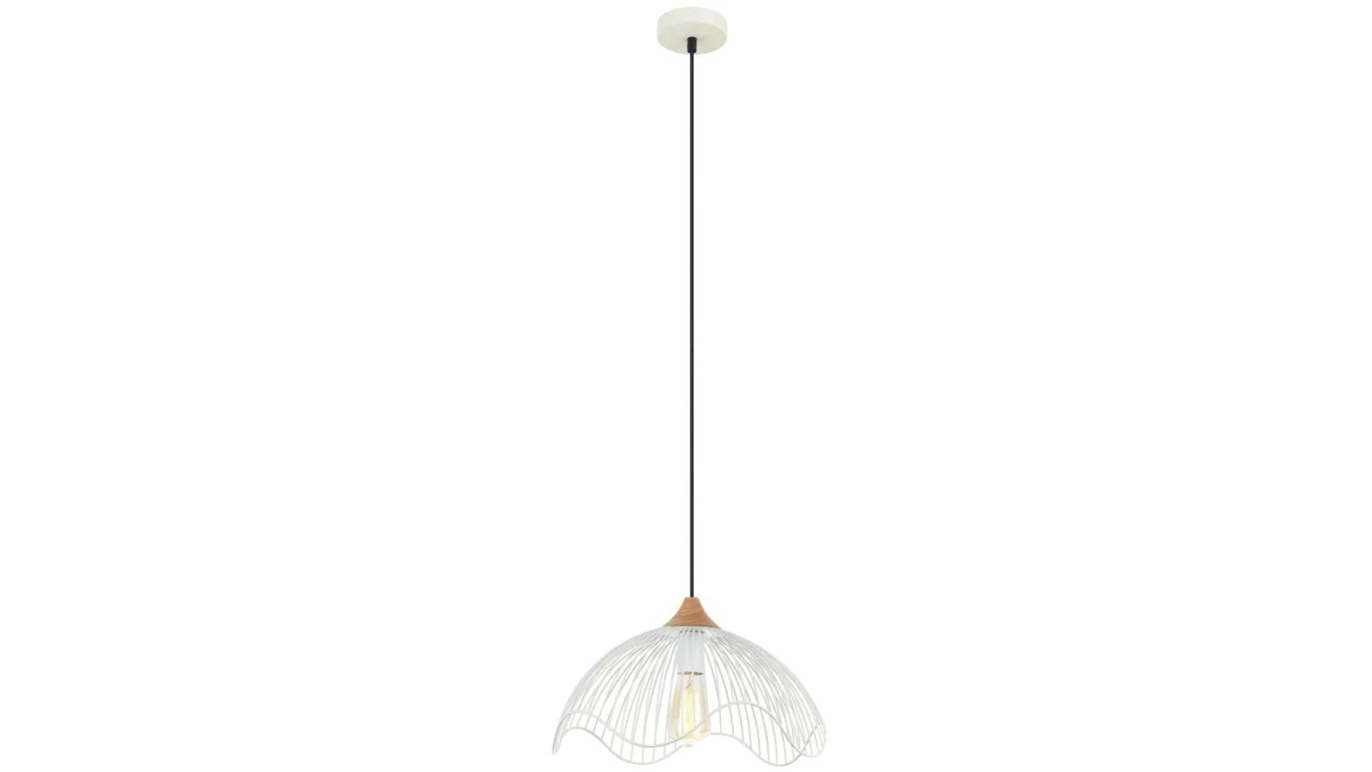 Spiaggia Wire Dome Iron with Wavy Edge Pendant Light - White