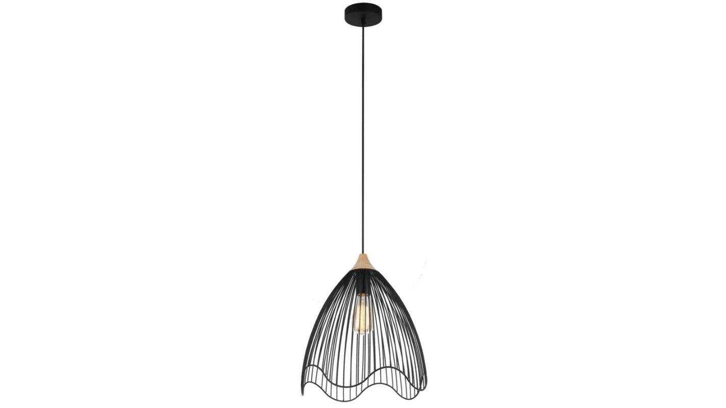 Spiaggia Wire Cone Iron with Wavy Edge Pendant Light - Black