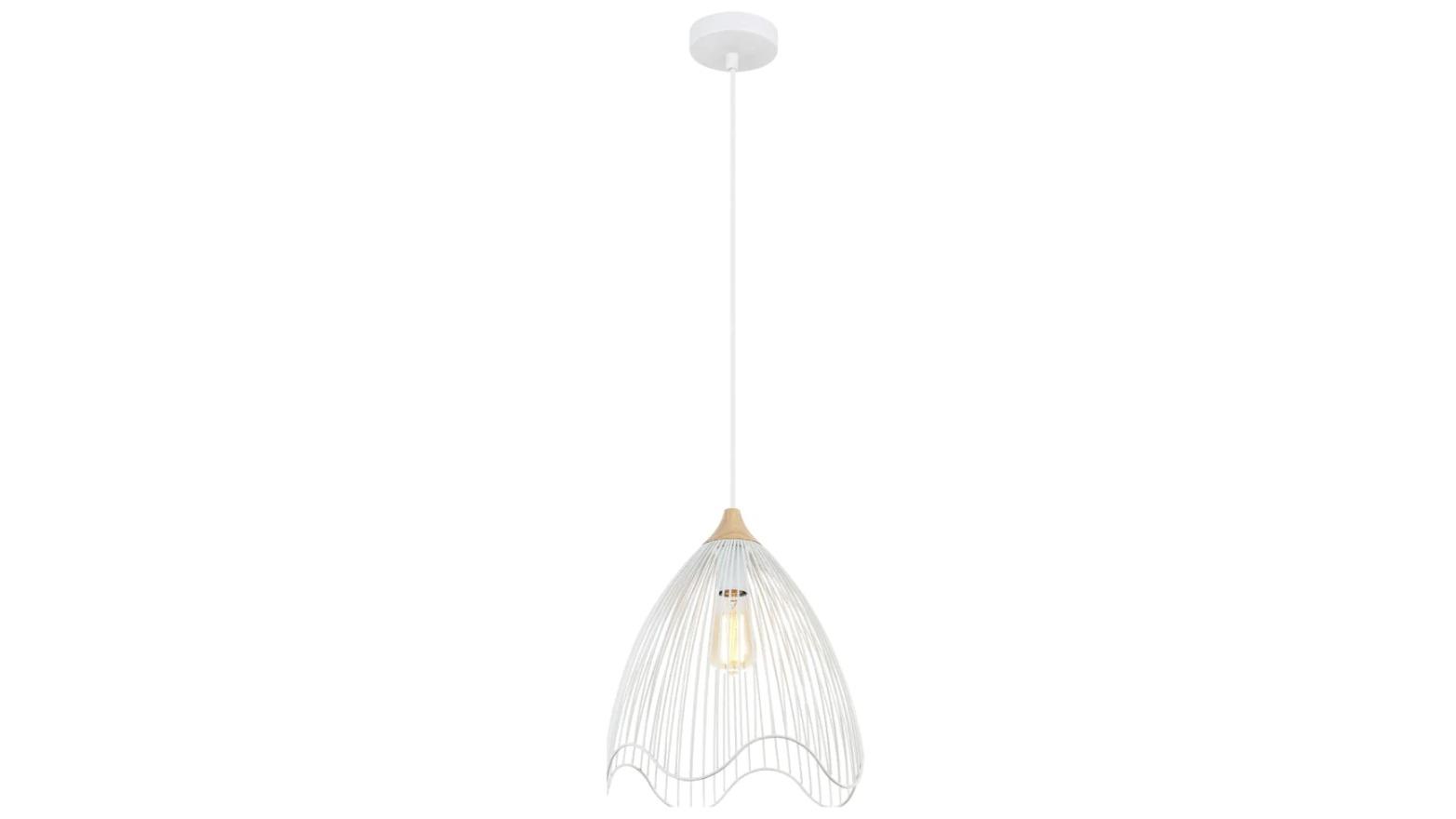 Spiaggia Wire Cone Iron with Wavy Edge Pendant Light - White