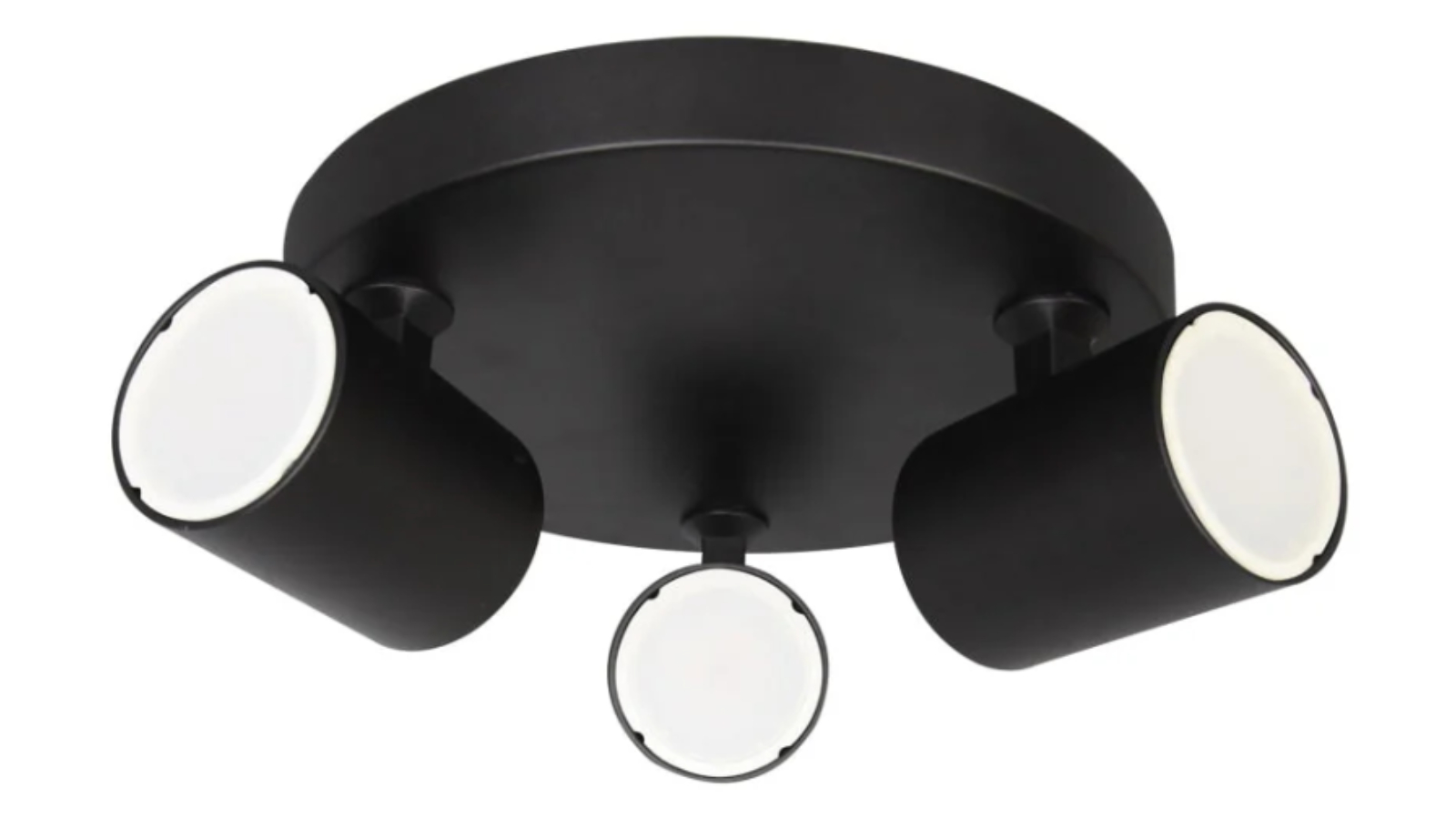 3 Adjustable Head GU10 Round Base Interior Spot Light - Black