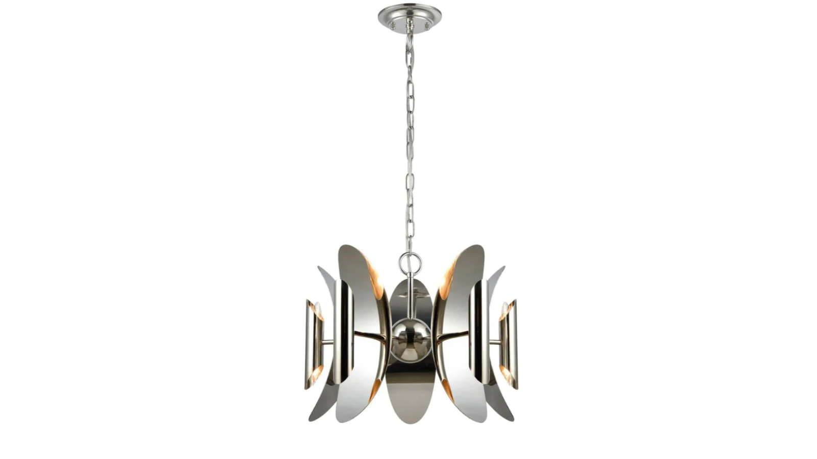 Strato Abstract Polished Nickel Hardware with Stainless Steel Concave Oval Pendant Light