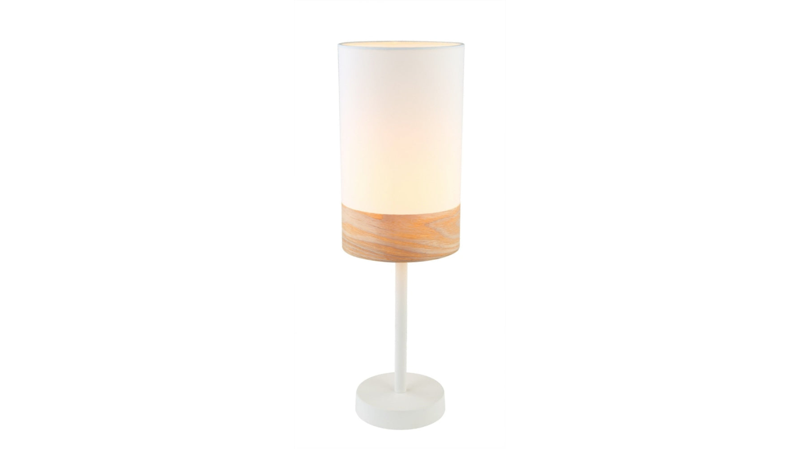 Tambura Scandinavian Small Oblong Cloth with Wood Veneer Trim Table Lamp - White