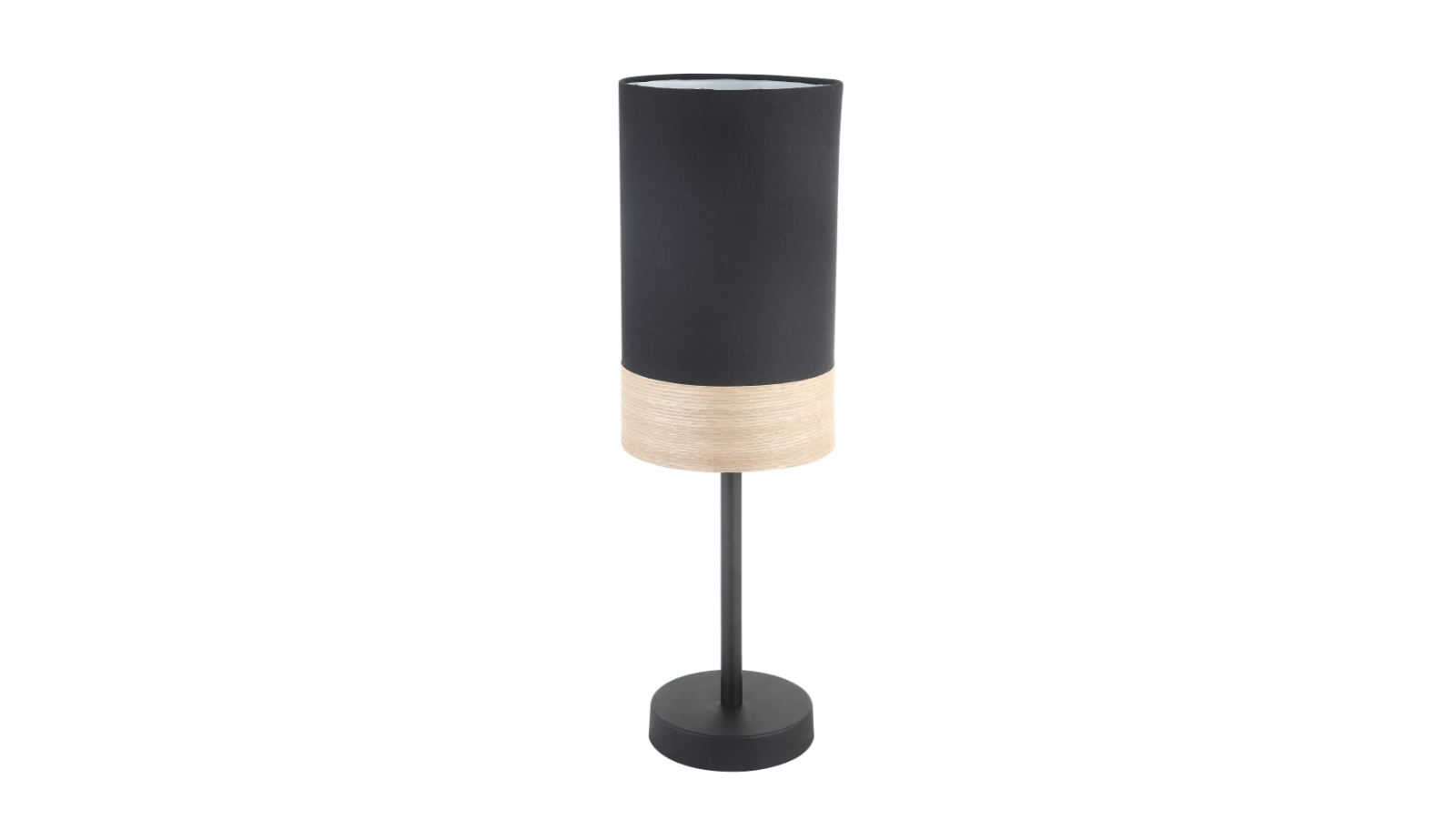 Tambura Scandinavian Small Oblong Cloth with Wood Veneer Trim Table Lamp - Black