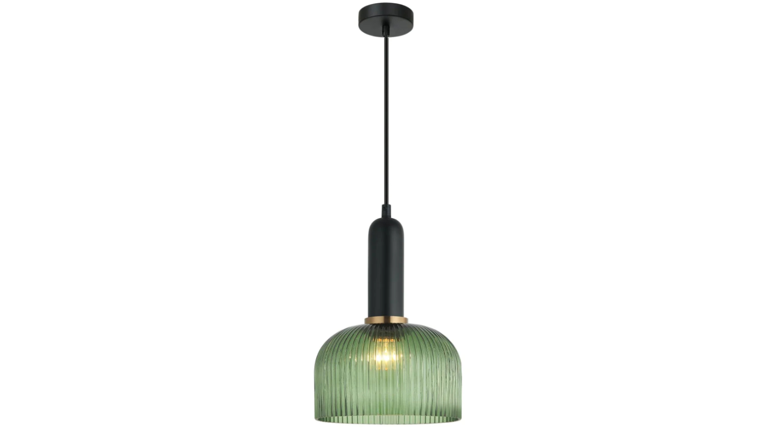 Vintaj Retro Dome Ribbed Glass Interior Pendant Light - Green