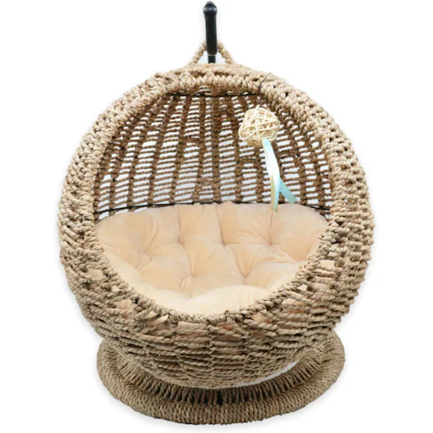 Design Square Oval Rattan Pet House Bed - Natural