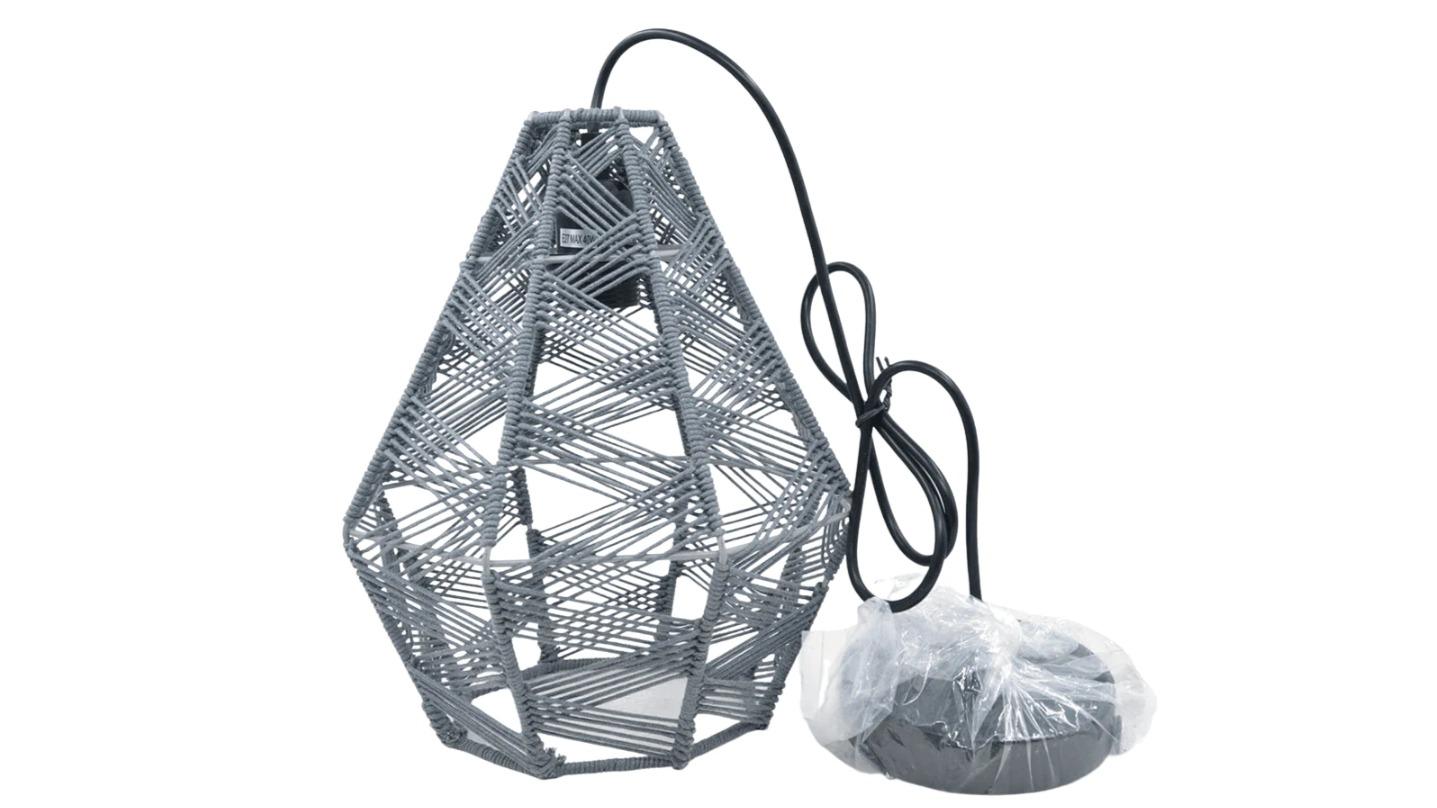 Design Square Rattan Hanging Pendant Light - Grey