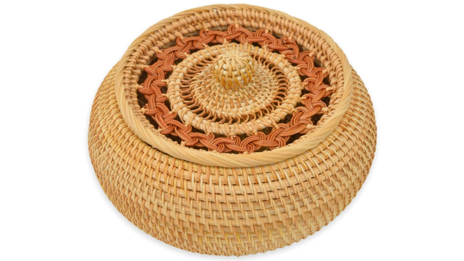 Design Square Rattan Storage Basket Decoration with Lid - Natural