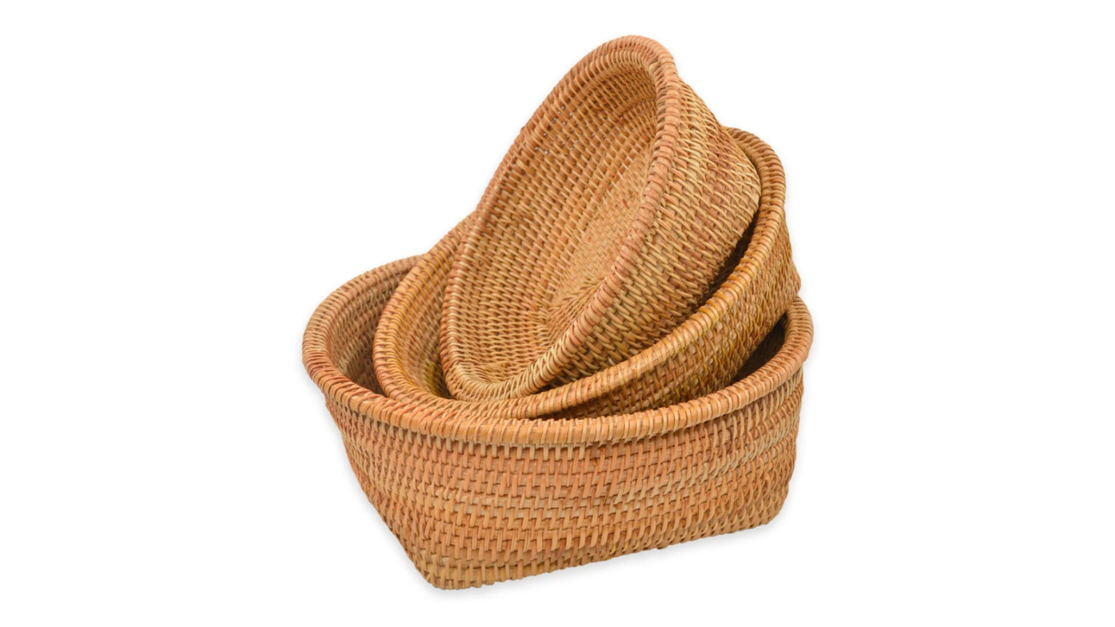 Design Square Set of 3 Rattan Fruit Decoration Basket - Natural