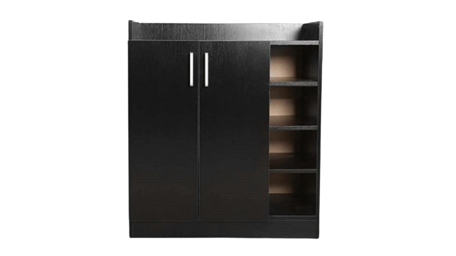 Design Square Wooden Shoe Rack Organiser Cabinet - Black