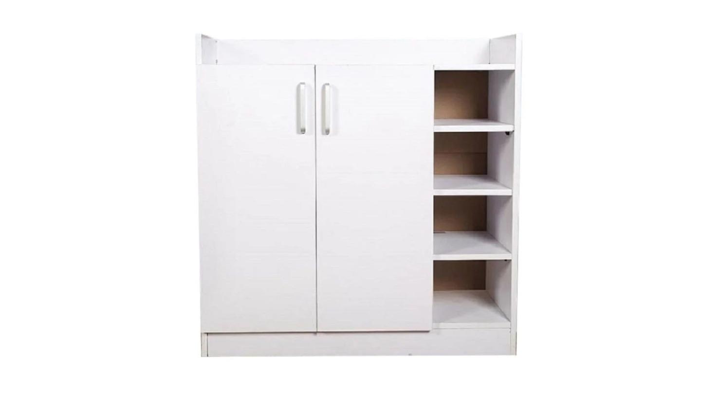 Design Square Wooden Shoe Rack Organiser Cabinet - White