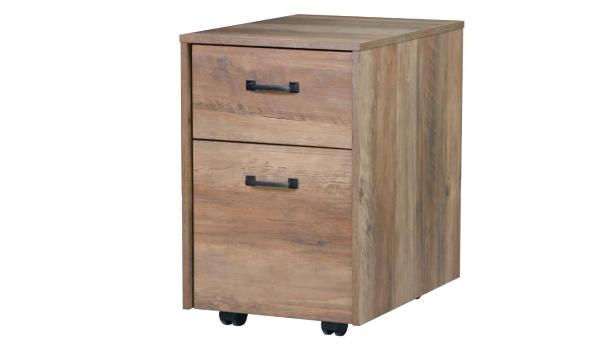 Maestro Furniture Andy 2-Drawer Rustic Oak Modern Mobile Pedestal Storage Filing Cabinet