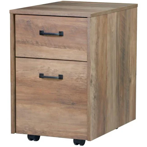 Maestro Furniture Andy 2-Drawer Rustic Oak Modern Mobile Pedestal Storage Filing Cabinet