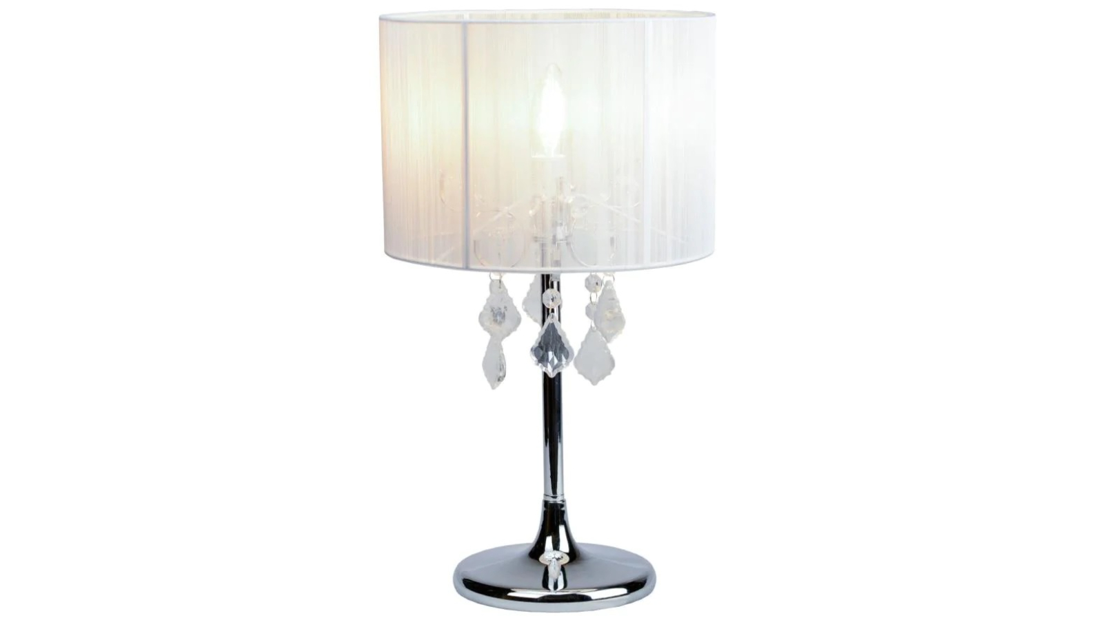 Luminea Chrome Base Venice Crystal Droplet Table Lamp - White | Harvey ...