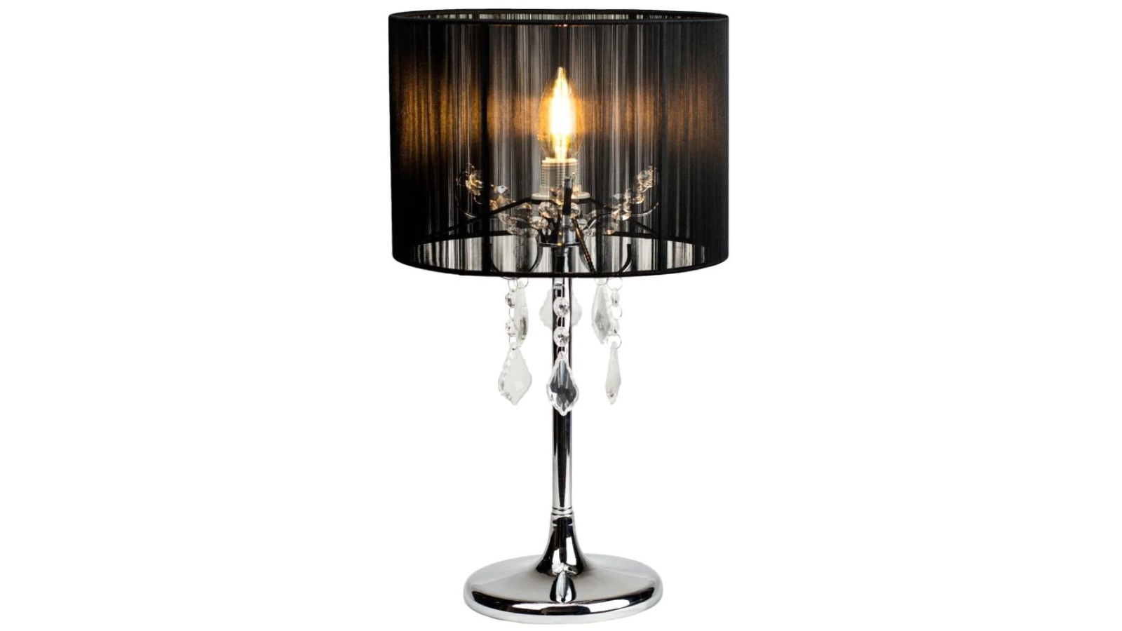 Luminea Chrome Base Venice Crystal Droplet Table Lamp - Black | Harvey ...