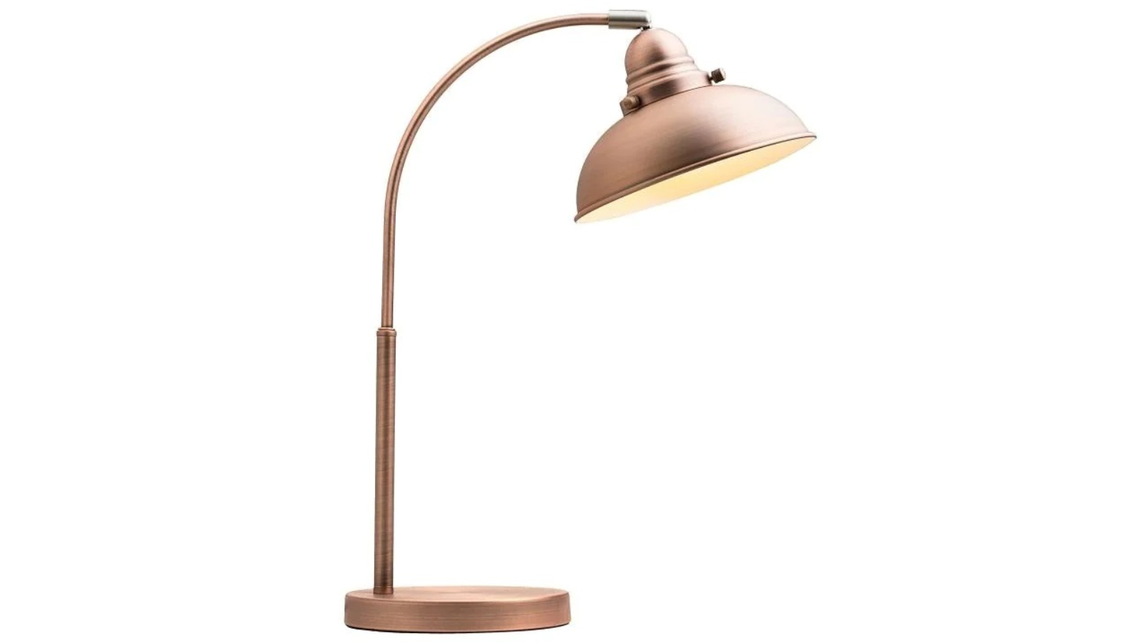 Luminea Curved Arc Oxford Modern Scandinavian Table Lamp - Antique Copper