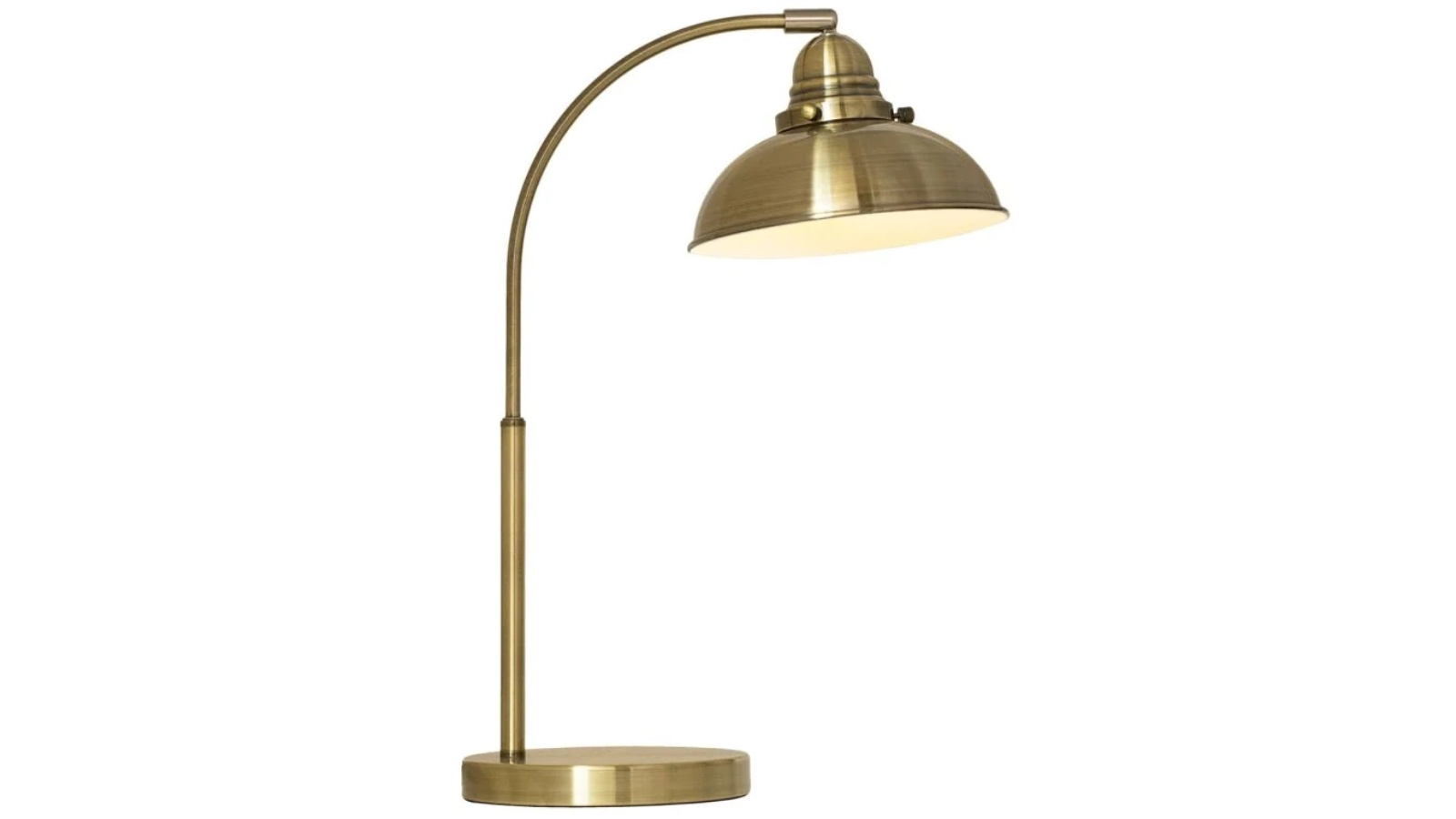 Luminea Curved Arc Oxford Modern Scandinavian Table Lamp - Weathered Brass