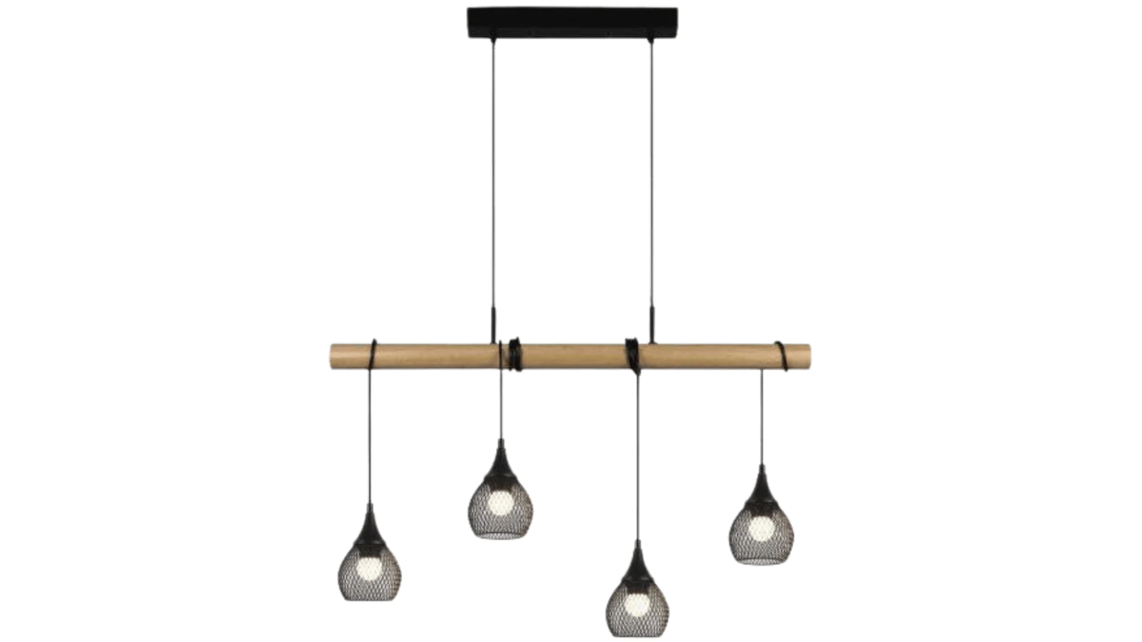 Luminea Black Vienna Wooden Hanging Pendant Lamp with Four Lights