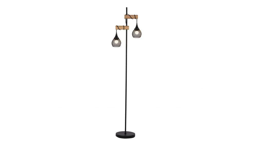 Luminea Black Vienna Slim Standing Floor Lamp with Dual Twin Lights