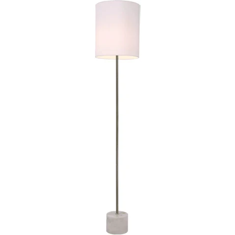 Luminea Atlas Marble Base Antique Brass Body Standing Floor Lamp - White