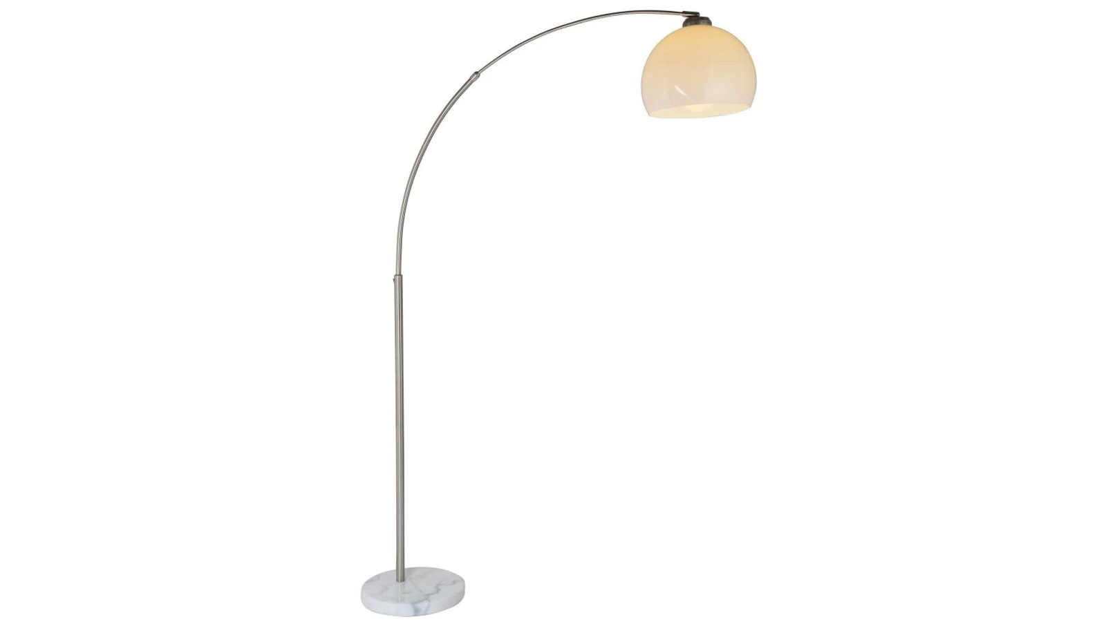 Luminea Pino Satin Chrome Metal Body Marble Base Arc Floor Lamp  - White