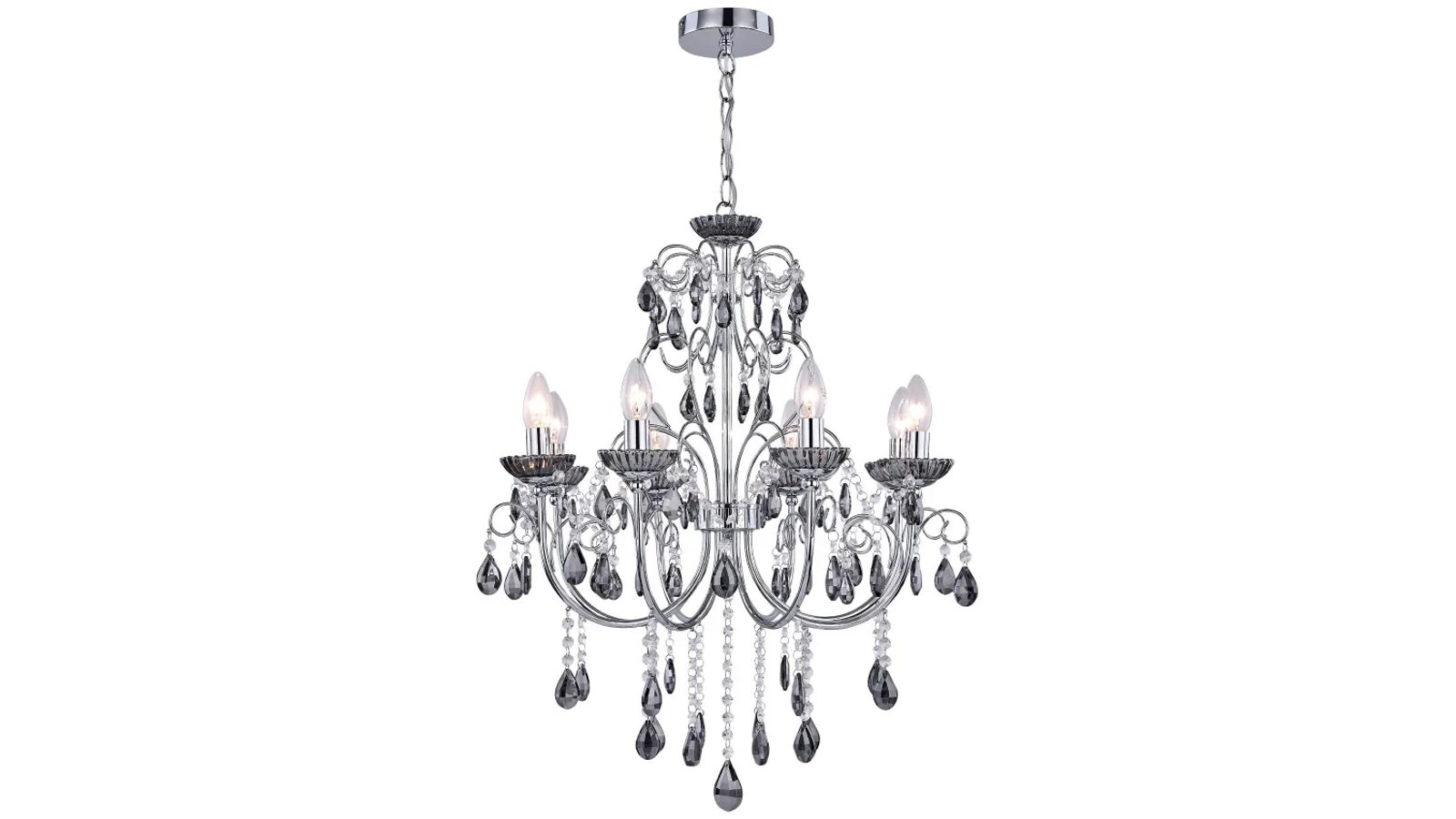 Luminea Davie Clasic Large Hanging Chandelier Light - Chrome Smoke
