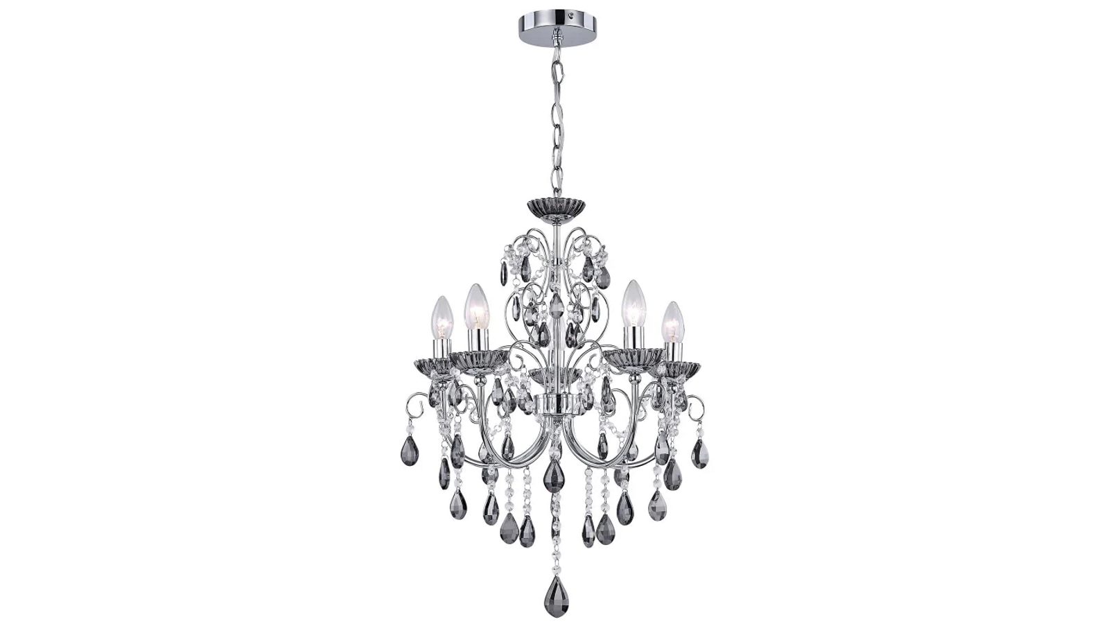 Luminea Davie Clasic Small Hanging Chandelier Light - Chrome Smoke