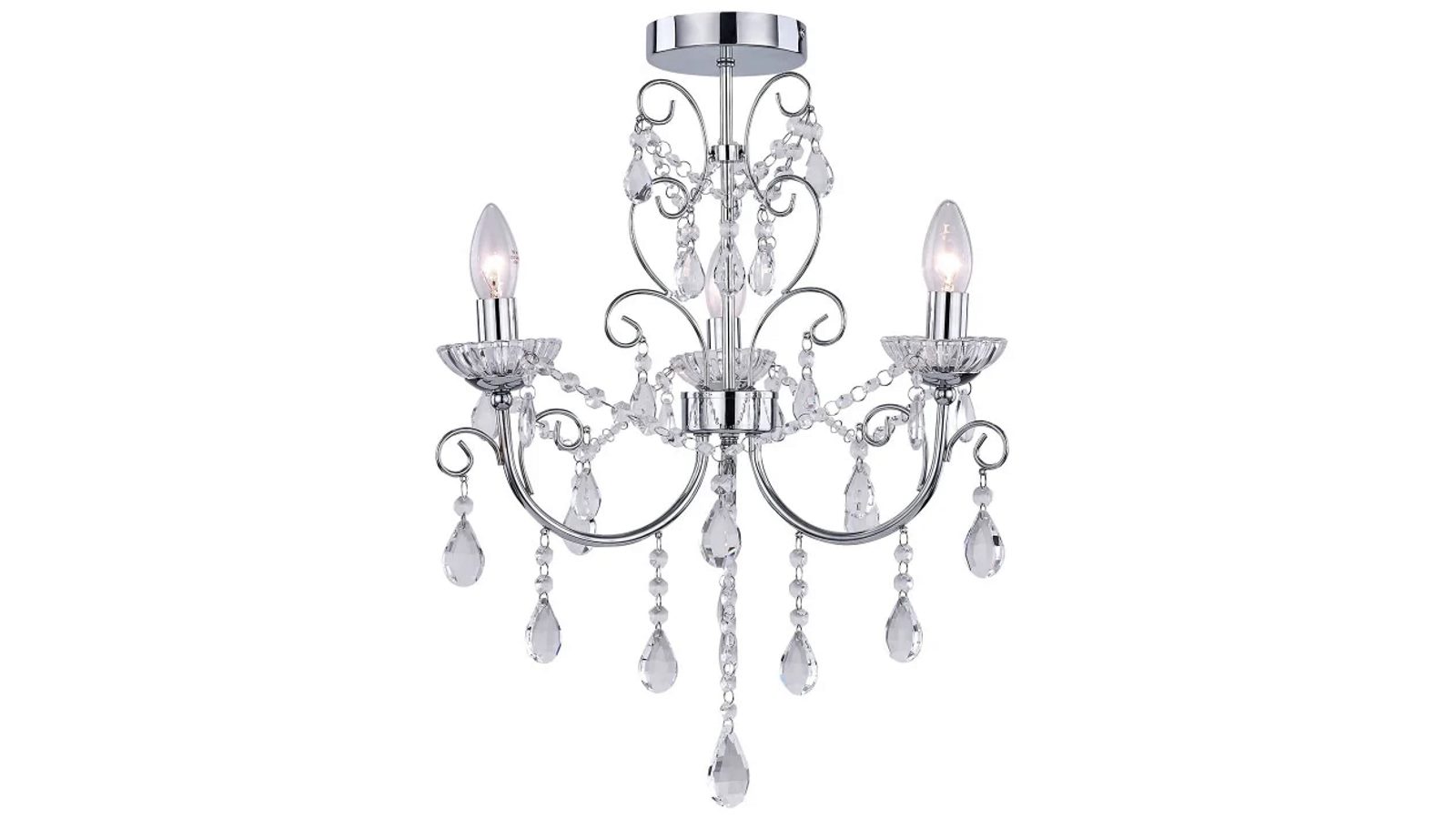 Luminea Walker Modern Classic 3-Light Chrome Hanging Chandelier - Small