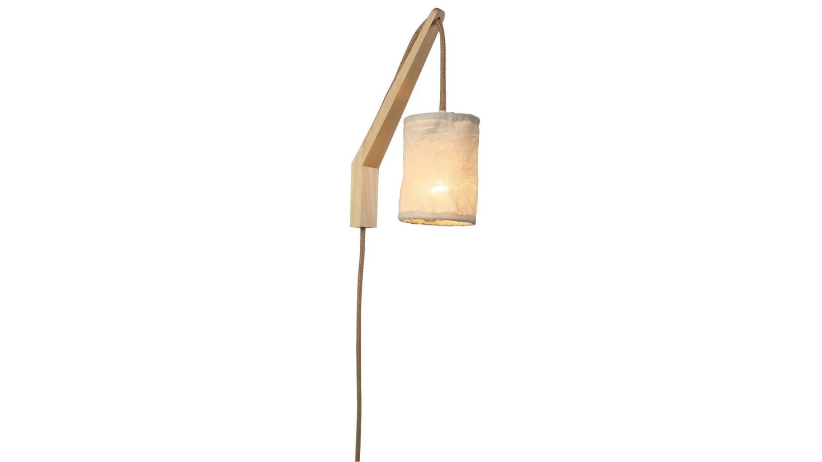 Luminea Alisa Rustic Linen Shade Wood Frame Wall Lamp - Natural
