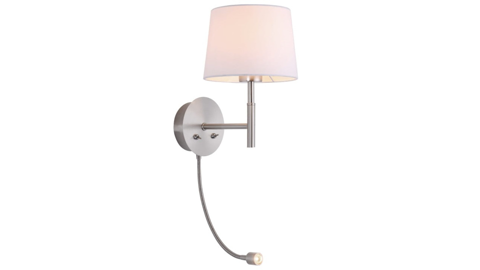 Luminea Fabric Shade Corvell Slender Arm Wall Light - Satin Chrome