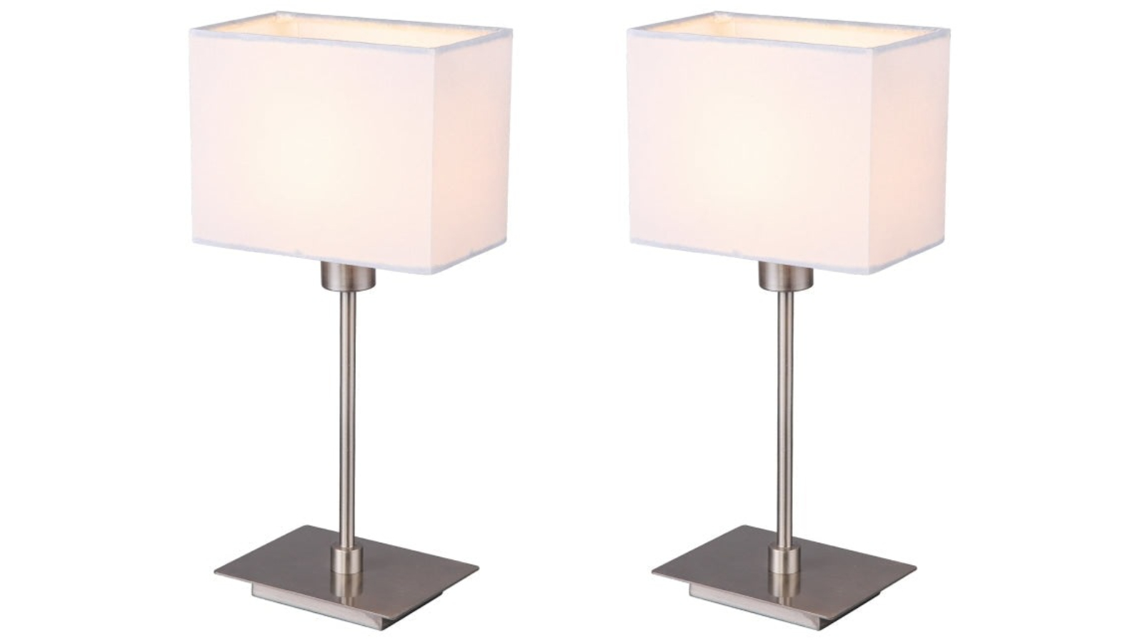 Luminea Set of 2 Lex Duo Modern Rectangular Fabric Shade Table Lamp - White