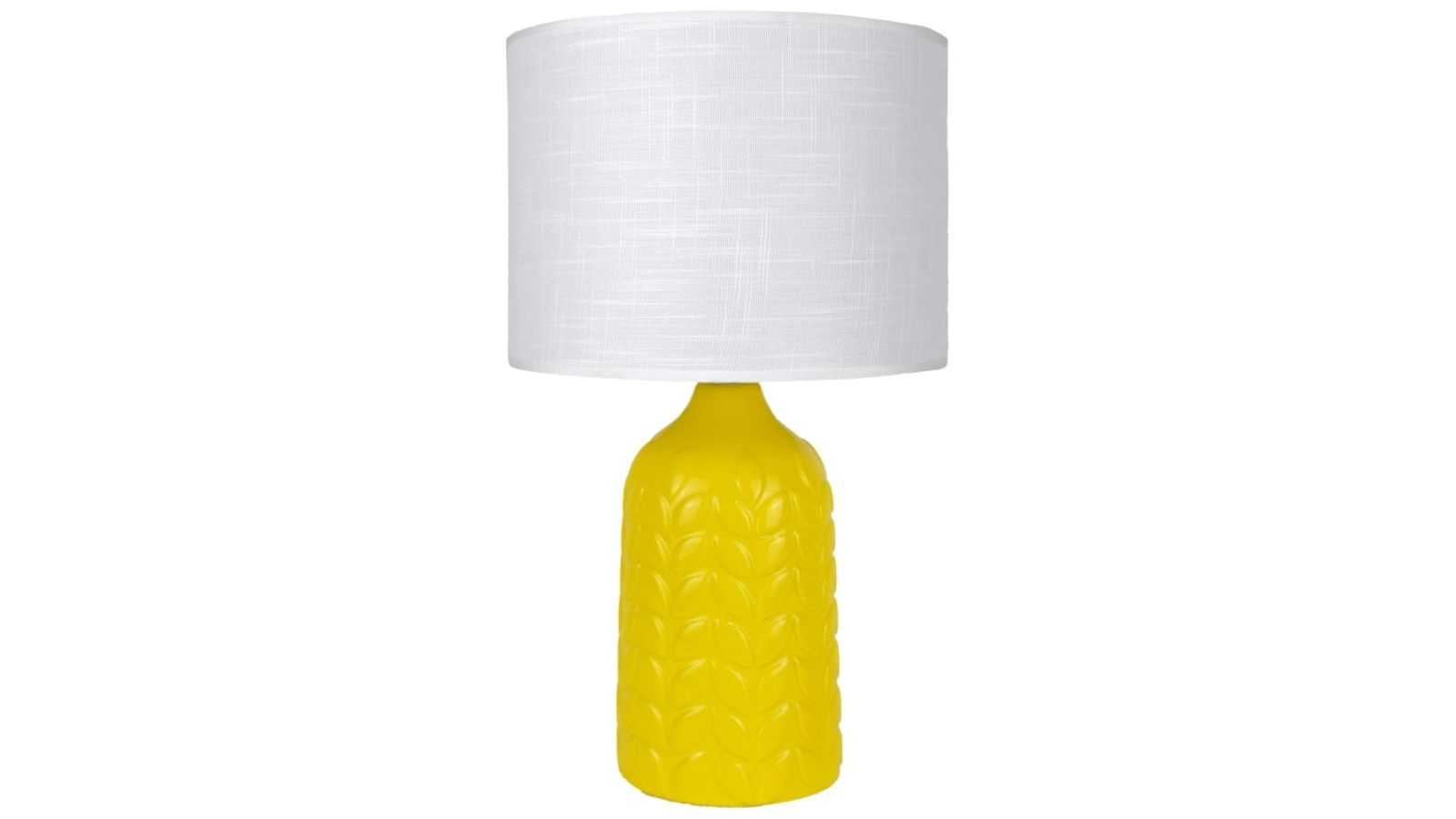 Luminea Benya Contemporary Patterned Linen Drum Shade Ceramic Table Lamp - Yellow