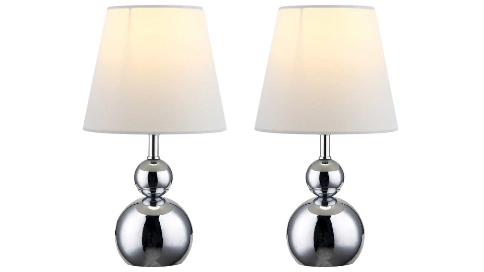 Luminea Fabric Shade Elvin Classic Minimalist Touch Iron Table Lamp - Chrome/White