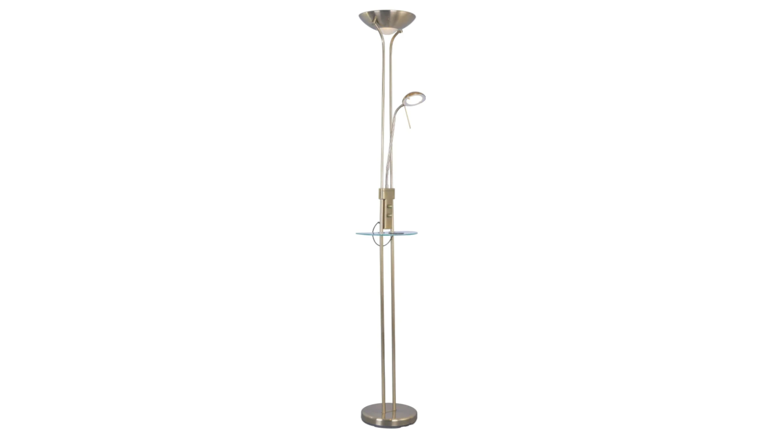 Luminea Metal Myron USB Modern Shade Floor LED Light Lamp - Antique Brass