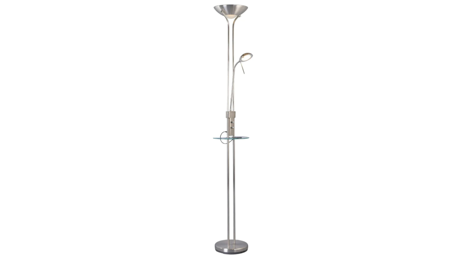 Luminea Metal Myron USB Modern Shade Floor LED Light Lamp - Satin Nickel/Satin Chrome