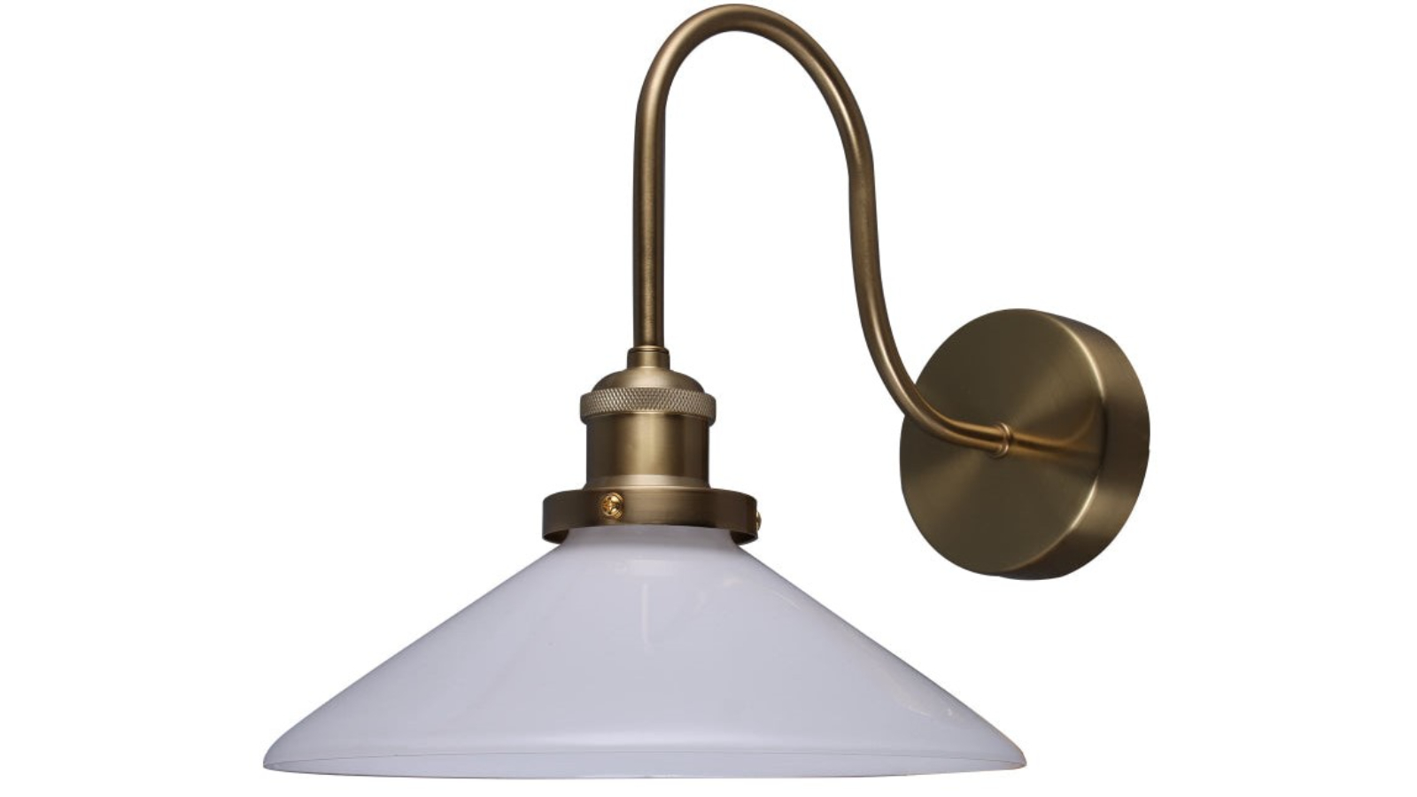Luminea Famelis Vintage Mid Century Glass Wall Light Lamp - White/Brass