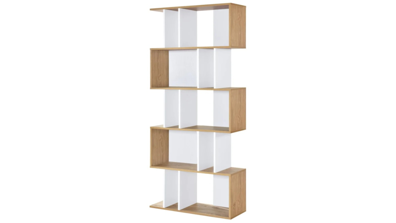 Paragon Amber Wooden 5-Tier Display Shelf Bookcase Storage Cabinet - Oak/White