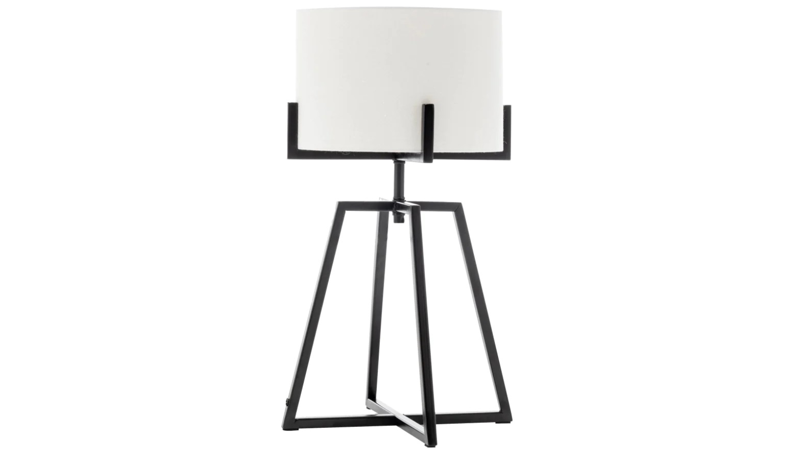 New Oriental Kay Matte Black Square-Edged Metal Dimmable Table Lamp with Off White Linen Shade
