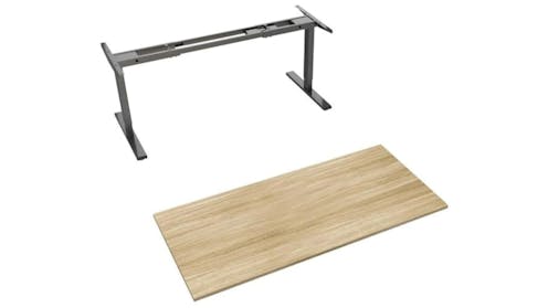 UBIZ Furniture Oak/Black Xavier Electric Height Adjustable Computer ...