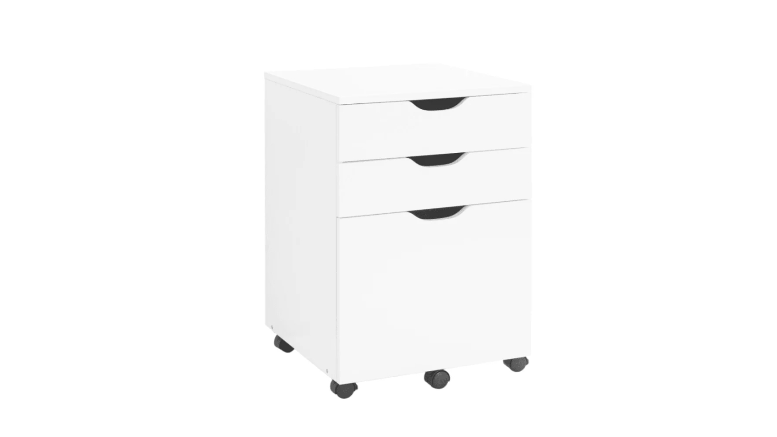 Design Square Marias White Mobile Pedestal Filing Storage Cabinet with 3-Drawer