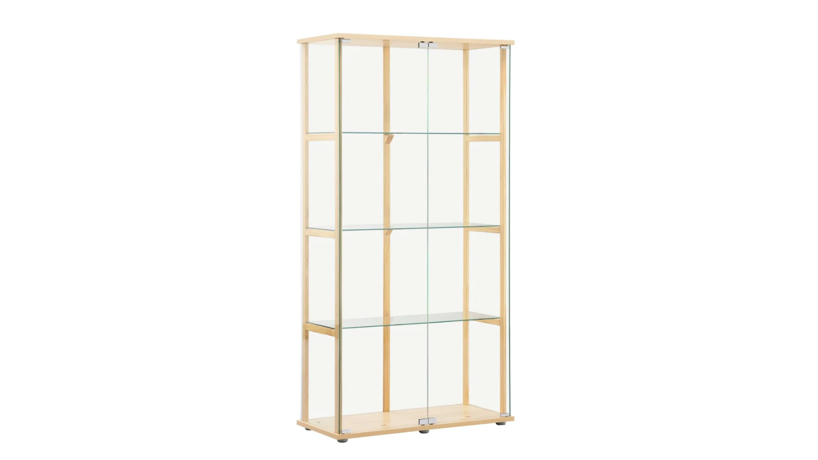 Design Square Jude 4-Tier Glass Display Shelf Storage Cabinet with 2-Door - Beech