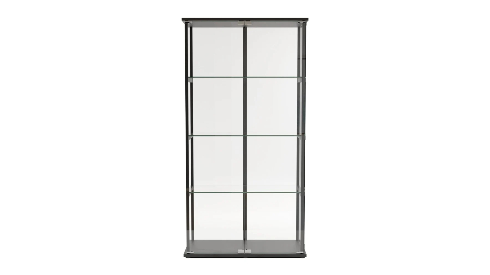 Design Square Dejaro 4-Tier Modern Display Shelf Storage Cabinet with 2-Door - Glass/Black