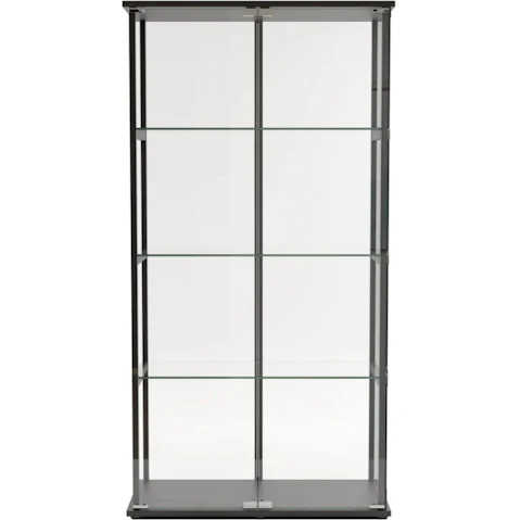 Design Square Dejaro 4-Tier Modern Display Shelf Storage Cabinet with 2-Door - Glass/Black