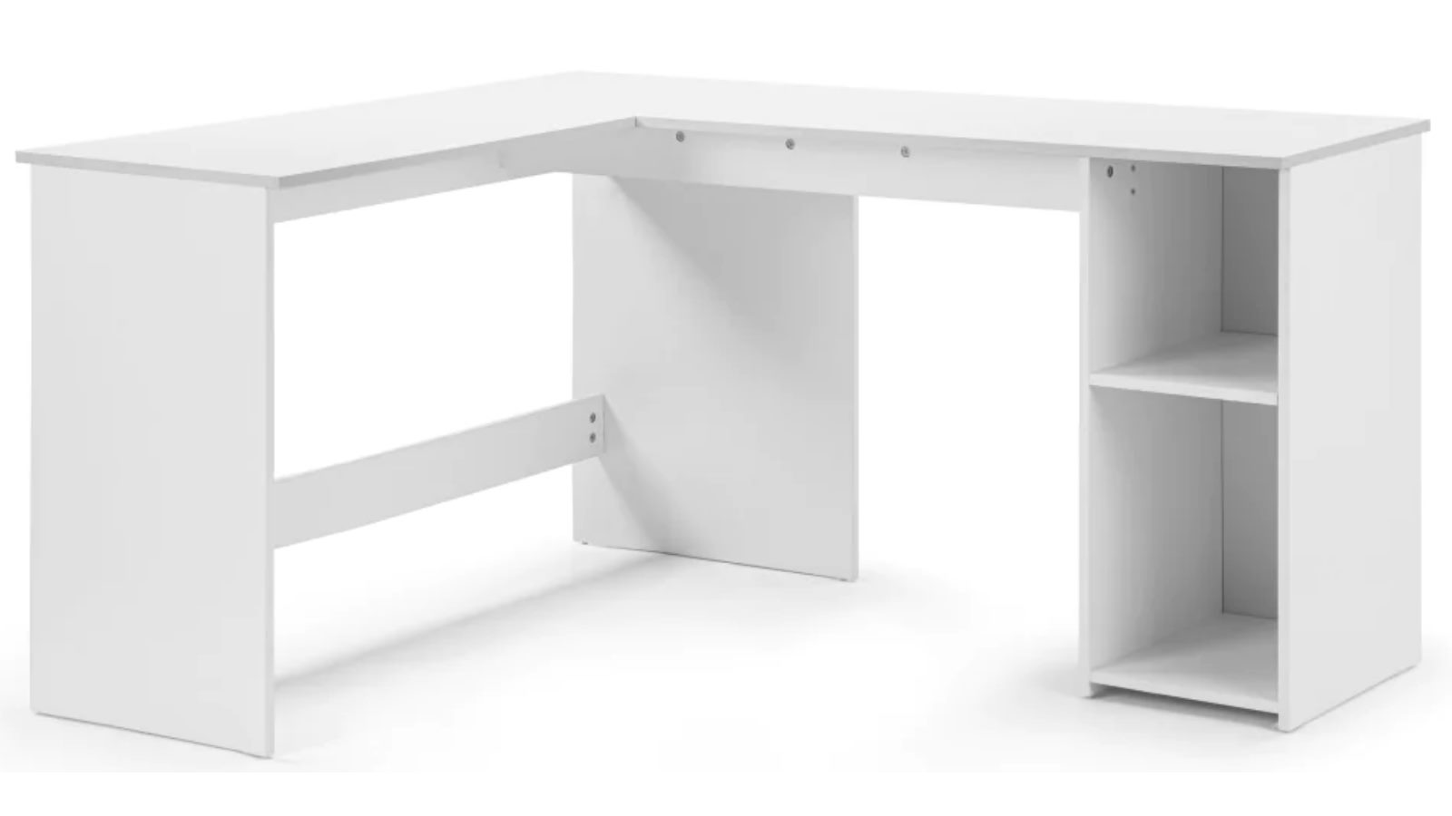 Design Square Walter L-Shape Executive Office Desk with 2-Shelves - White