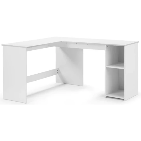 Design Square Walter L-Shape Executive Office Desk with 2-Shelves - White